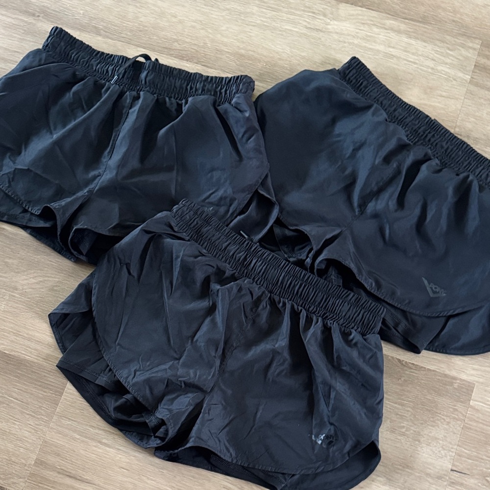 Black Athletic Shorts Trio